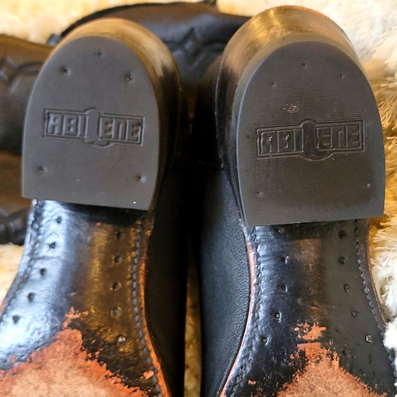 Abilene Black Leather Western Cowboy Boots - Picture 4 of 6